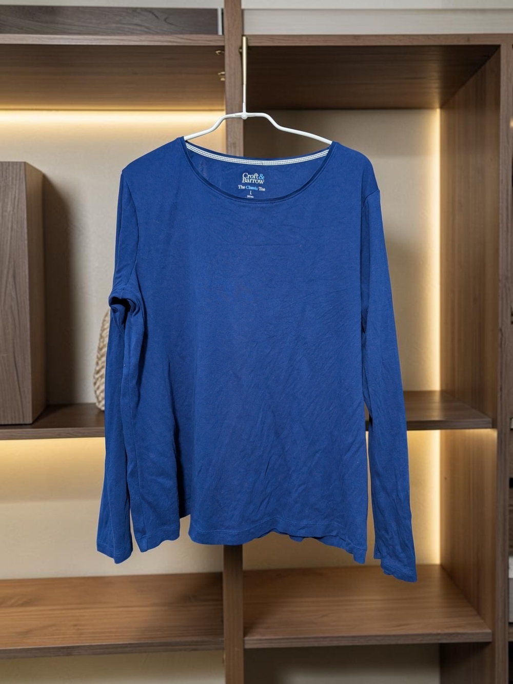 Croft & Barrow Royal Blue Long Sleeve Classic Tee Crew Neck Women's Large EUC